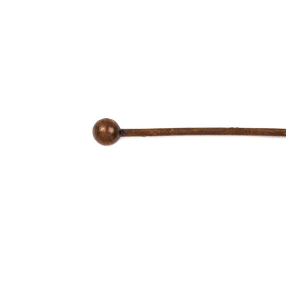 Vintage Copper Plated Brass 2.4 inch, 22g Headpins/Ballpins with a 2mm Ball - 100 per bag