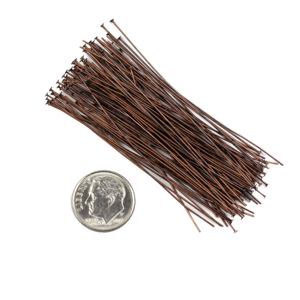 Vintage Copper Plated Brass 2.4 inch, 24g Headpins - 100 per bag