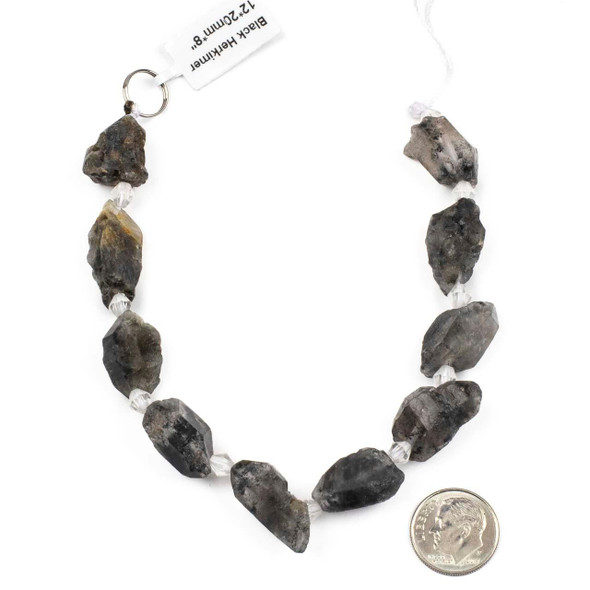 Cherry Tree Beads Black Herkimer Diamond Natural Cut approx. 10-12x15-20mm Nugget Beads - 8 inch strand 