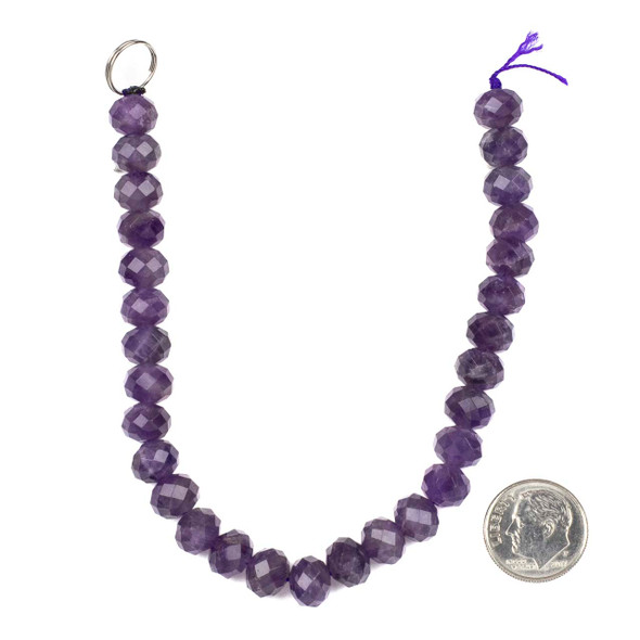 Amethyst 7x8mm Faceted Rondelle Beads - 8 inch strand