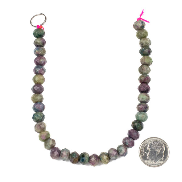 Ruby Zoisite 5-6x8mm Faceted Rondelle Beads - 8 inch strand