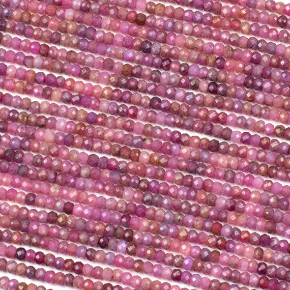 Ruby 2x3mm Faceted Rondelle Beads - 15 inch strand