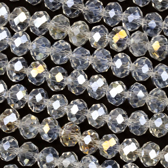 Crystal 6x8mm Clear Faceted Rondelle Beads with an AB finish - Approx. 15.5 inch strand