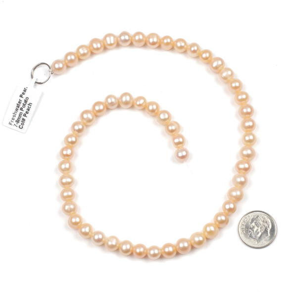 Fresh Water Pearl 7-8mm Peach Potato Beads - 14 inch strand