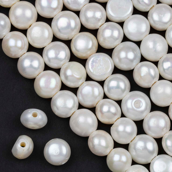 Large Hole Fresh Water Pearl 12-15mm White Nugget Pearl Beads with 2mm Drilled Hole- 7 inch strand