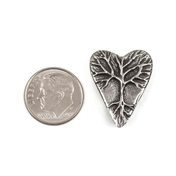  Green Girl Studios Pewter 19x23mm Tree Heart Button - 1 piece 