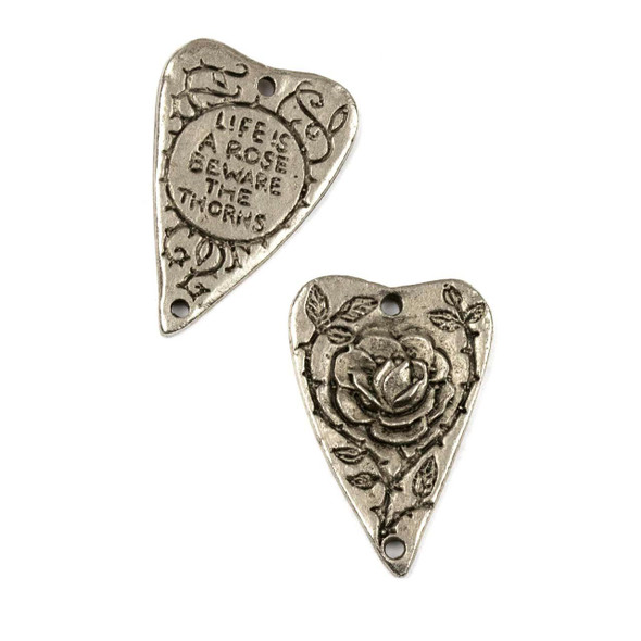  Green Girl Studios Pewter 18x27mm Heart Rose Link - 1 per bag 