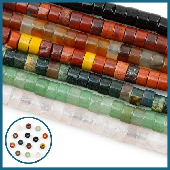 Cherry Tree Beads Large Hole Gemstone 4x6mm Heishi Beads with 2.5mm Drilled Hole - approx. 8 inch strand 