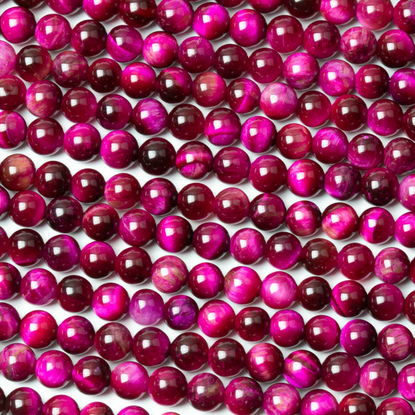 Dyed Pink Tigereye 6mm Round Beads - 15 inch strand