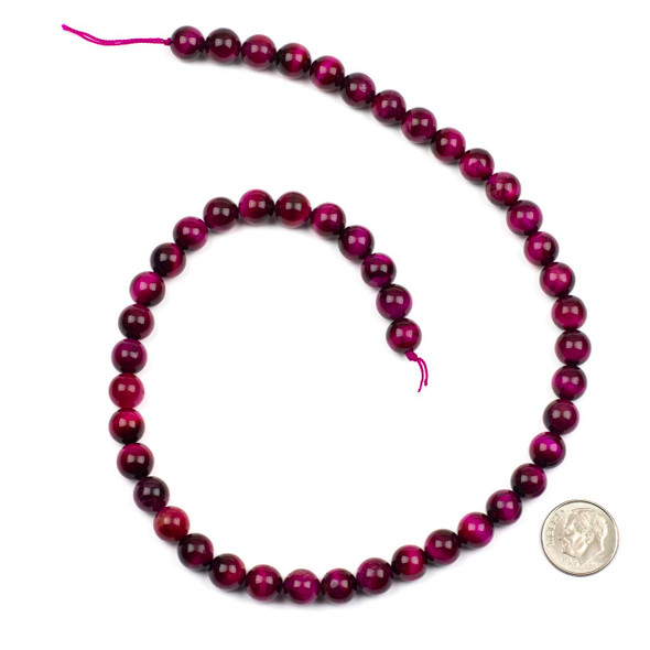Dyed Pink Tigereye 8mm Round Beads - 15 inch strand