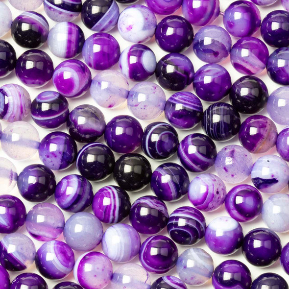 Cherry Tree Beads Dyed Purple Lace Agate 8mm Round Beads - 15 inch strand 