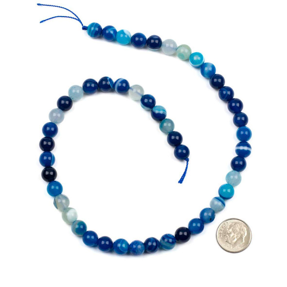 Cherry Tree Beads Dyed Blue Lace Agate 8mm Round Beads - 15 inch strand 