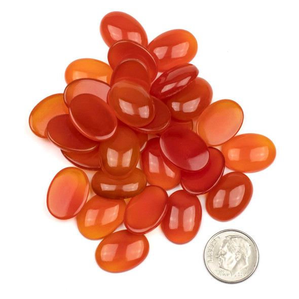 Carnelian 13x18mm Oval Cabochon - approx. 5mm thick, 1 per bag