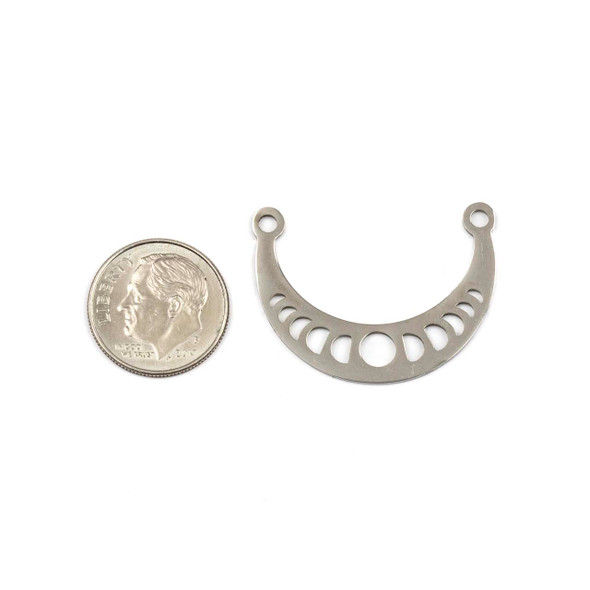 Silver 304 Stainless Steel 22x30mm Moon Phases Link/Focal Piece Component - 2 per bag