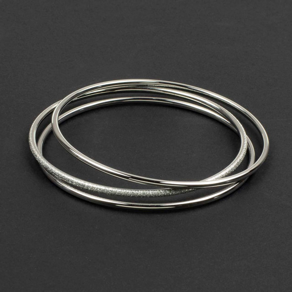 18k Gold Plated 304 Stainless Steel 2x60mm Bangle Bracelet Set - 3