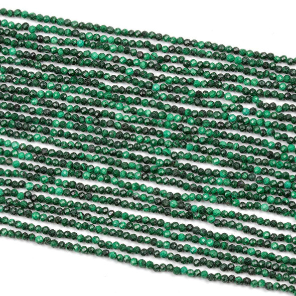 Cherry Tree Beads Natural Malachite 2mm Faceted Round Beads - 15 inch strand 