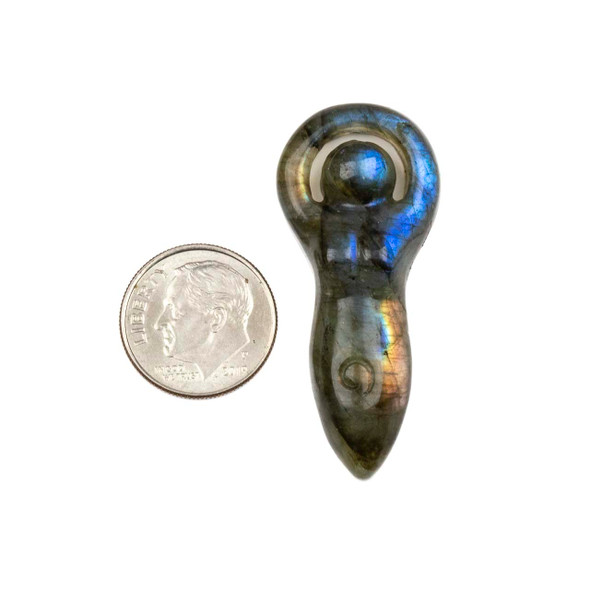 Labradorite approx. 18x43mm Top Drilled Carved Moon Goddess Pendant - 1 per bag