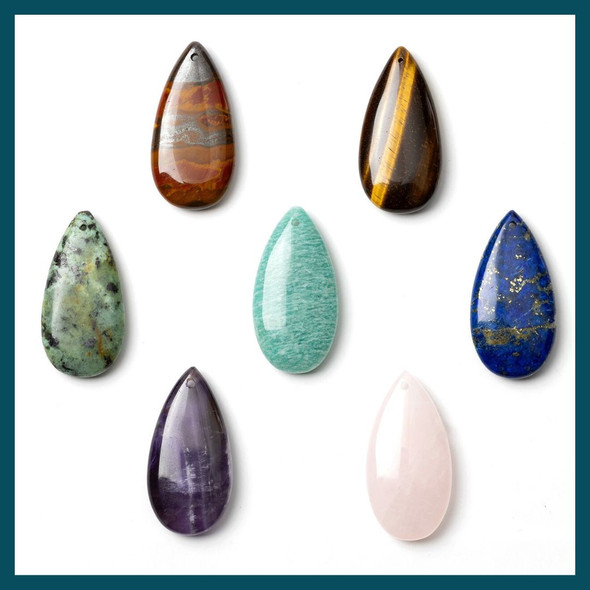 Gemstone 20x40mm Top Front Drilled Teardrop Pendant - 1 per bag