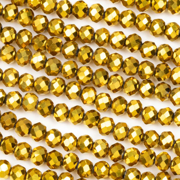 Cherry Tree Beads Crystal 4x6mm Opaque Gold Faceted Rondelle Beads - Approx. 15.5 inch strand 