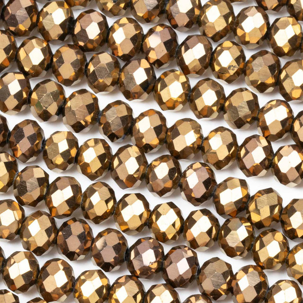 Cherry Tree Beads Crystal 6x8mm Opaque Copper Faceted Rondelle Beads - Approx. 15.5 inch strand 