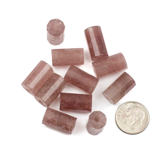 Cherry Tree Beads Large Hole Strawberry Quartz approx. 10x16mm Faceted Tube Beads with 2.5mm Drilled Hole - 8 inch strand 