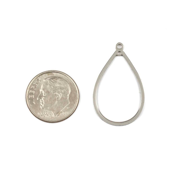 Cherry Tree Beads Silver 304 Stainless Steel 17x28mm Teardrop Component with 2 Loops - 2 per bag 