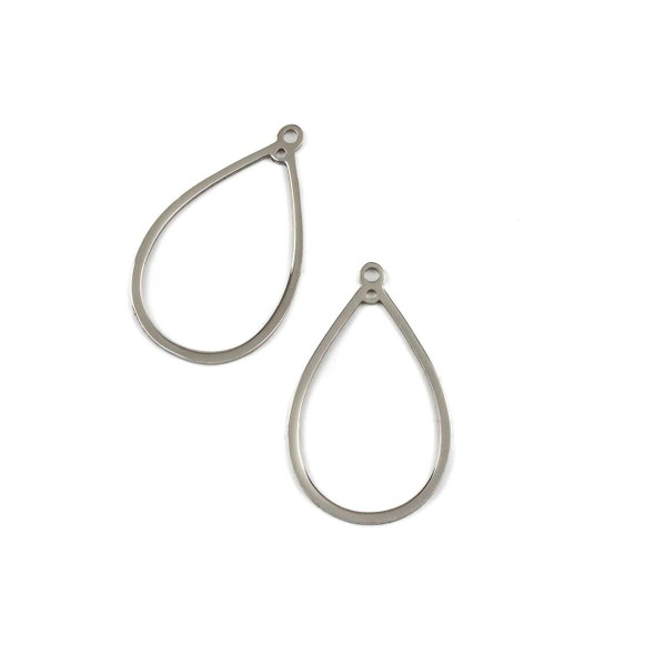 Cherry Tree Beads Silver 304 Stainless Steel 17x28mm Teardrop Component with 2 Loops - 2 per bag 