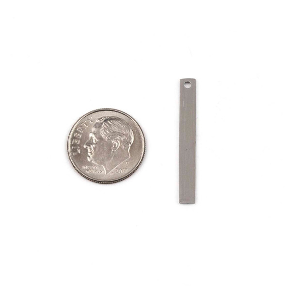 Natural Silver Stainless Steel 4x30mm Rectangle Drop Component - 2 pieces