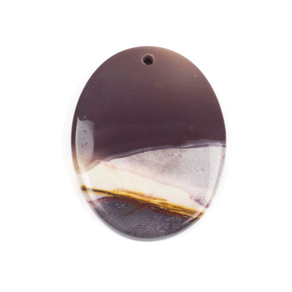 Dark Multicolor Mookaite 35x45mm Top Front to Back Drilled Oval Pendant with a Flat Back - 1 per bag