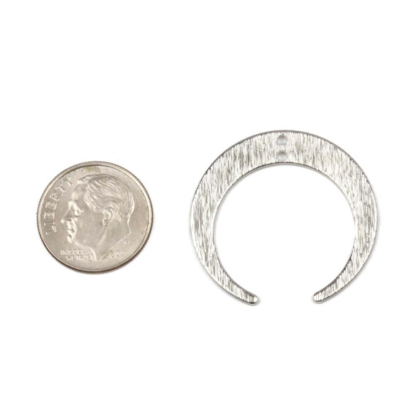 Cherry Tree Beads Coated Silver Plated Brass 27x28mm Textured Horizontal Crescent Moon Drop Components with 2 holes - 6 per bag - CL00368c 