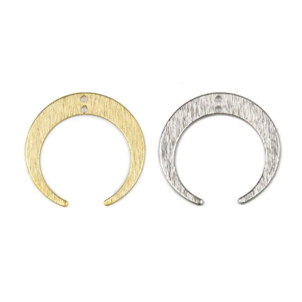 Cherry Tree Beads Brass 27x28mm Textured Horizontal Crescent Moon Drop Components with 2 holes - 6 per bag 
