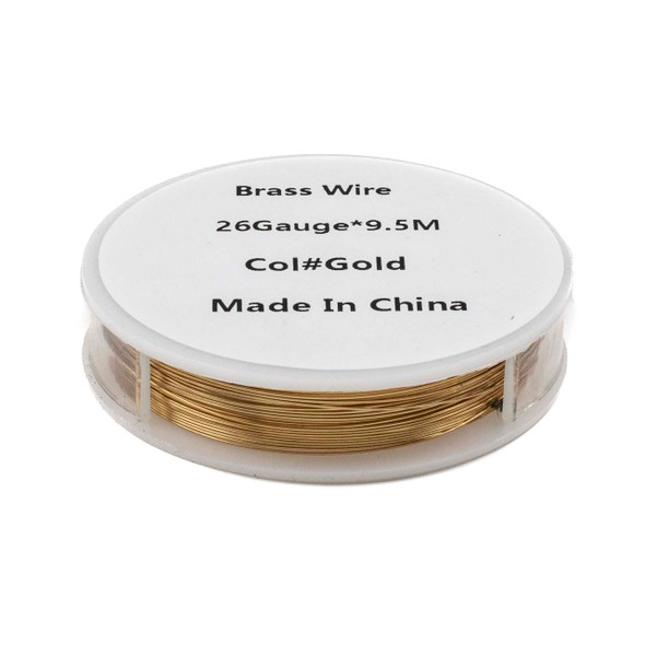 Gold Plated Brass Wire - 26 gauge, 9.5 meter spool