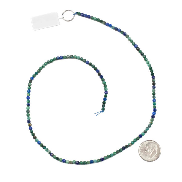 Azurite 3mm Faceted Round Beads - 15 inch strand