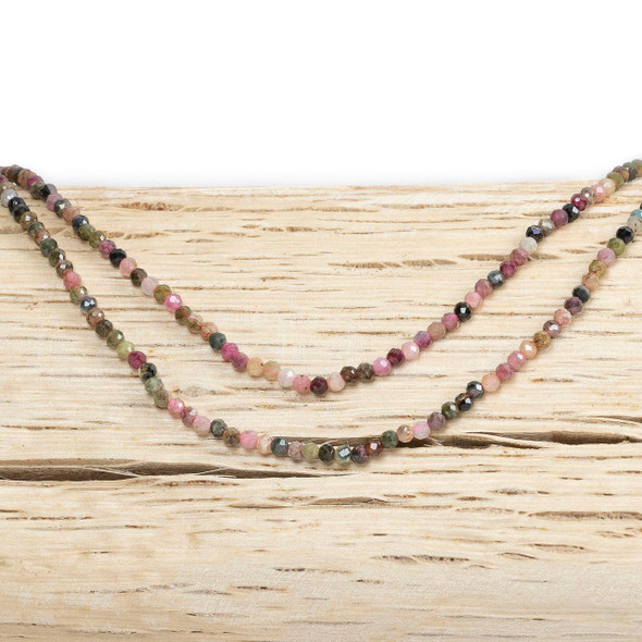 Cherry Tree Beads BOGO Rainbow Tourmaline 2mm Faceted Round Beads - 15 inch strand 