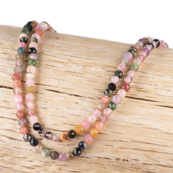 Cherry Tree Beads BOGO Rainbow Tourmaline 3mm Faceted Round Beads - 15 inch strand 