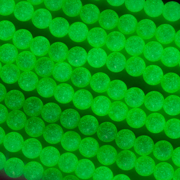 Glow-in-the-Dark Glass Round Beads - 6mm, Light Green #11, 15 inch strand