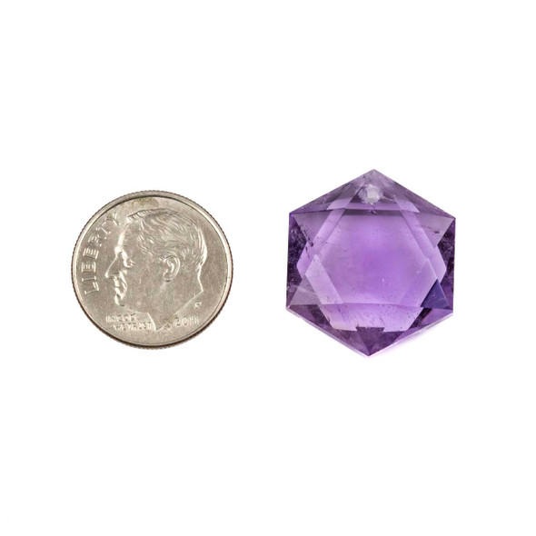 Amethyst 18x20mm Top Front Drilled Hexagon Pendant - 1 per bag