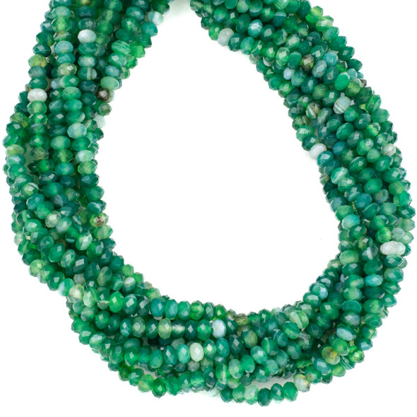 Dyed Green Lace Agate 4x6mm Faceted Rondelle Beads - 15 inch strand
