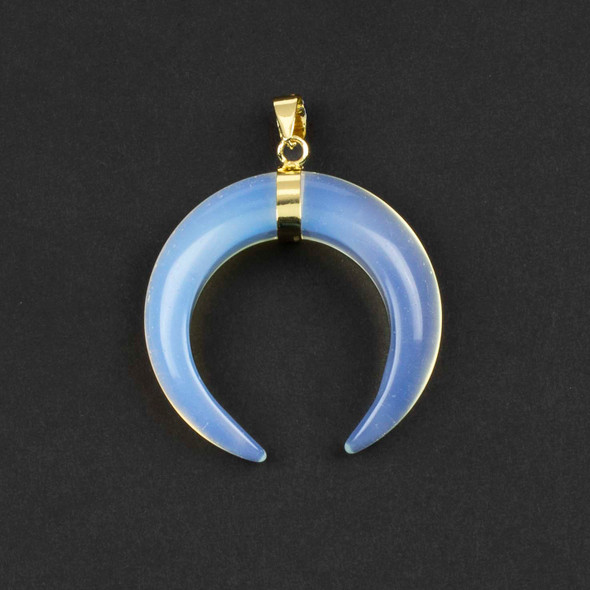 Opaline/Opalite 33mm Moon Pendant with Gold Plated Bail - 1 per bag