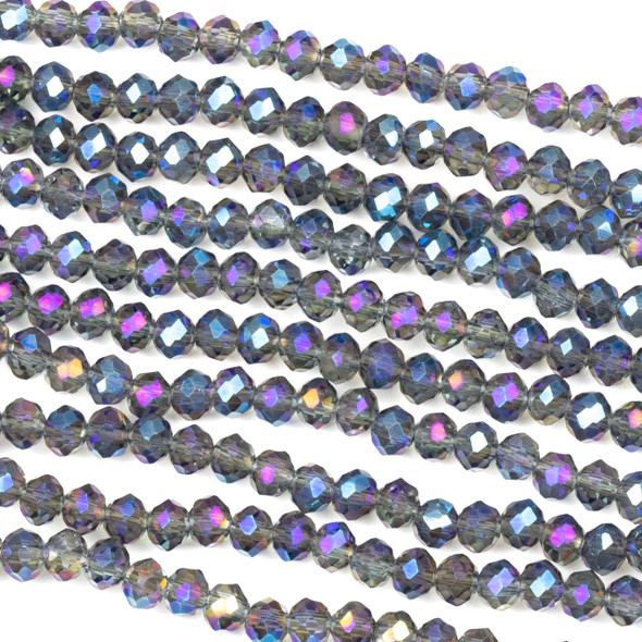 Crystal 4x6mm Rainbow Mermaid Scales Faceted Rondelle Beads - Approx. 16 inch strand