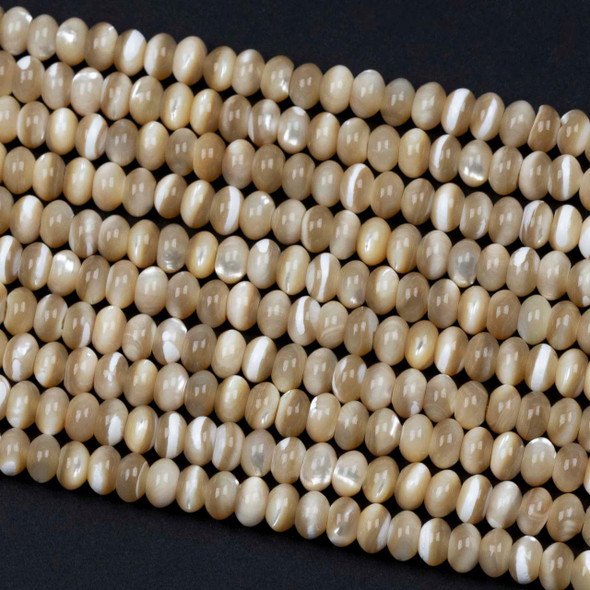 Cherry Tree Beads Mother of Pearl 4x6mm Tan Rondelle Beads - 16 inch strand 