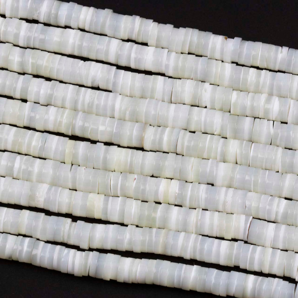 Mother of Pearl 2x6mm White Heishi Beads - 16 inch strand