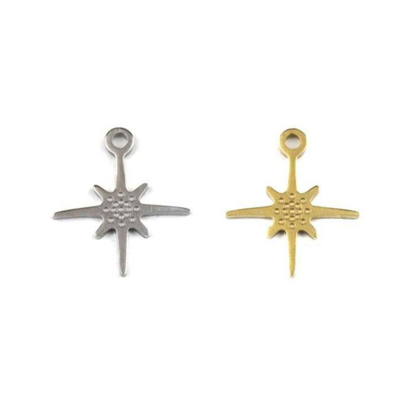 Cherry Tree Beads 304 Stainless Steel 9x10mm Tiny Star Burst Charm - 2 per bag 