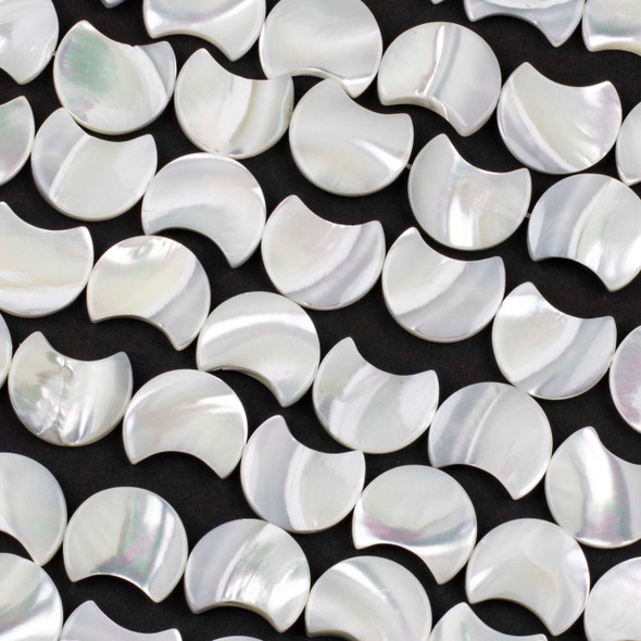 Mother of Pearl 12x15mm White Crescent Moon Beads - 15 inch strand