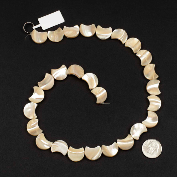 Mother of Pearl 12x15mm Tan Crescent Moon Beads - 15 inch strand