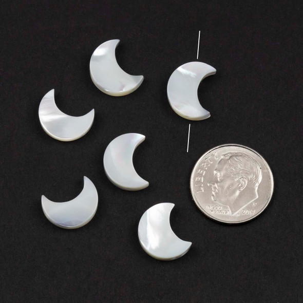 Mother of Pearl 9x12mm White Crescent Moon Beads - 6 pieces