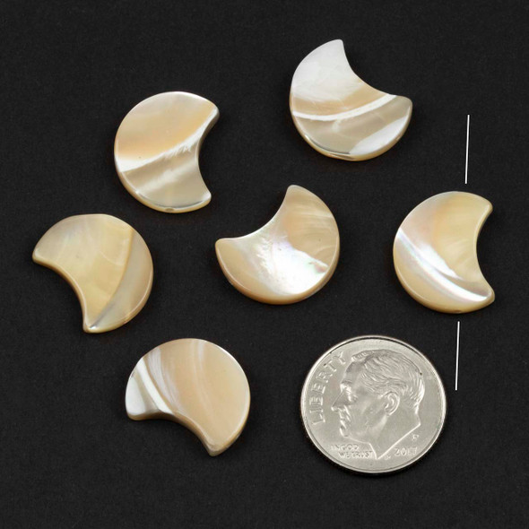 Mother of Pearl 12x15mm Tan Crescent Moon Beads - 6 pieces