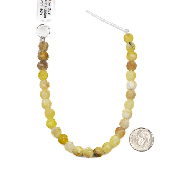 Large Hole Yellow Opal 8mm Faceted Lantern Beads with a 2.5mm Drilled Hole - approx. 8 inch strand