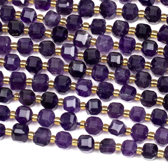 Amethyst 7mm Faceted Cube Beads - 15 inch strand