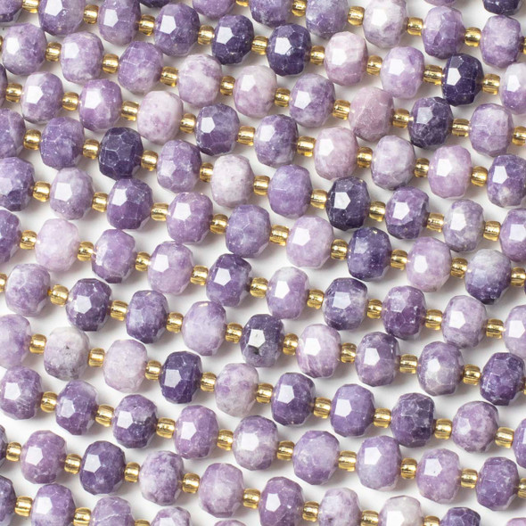 Lepidolite 7x8mm Faceted Rondelle Beads - 15 inch strand